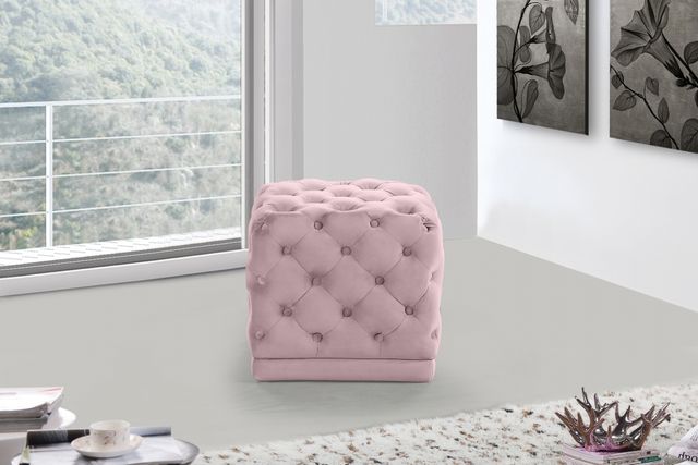 Meridian Furniture Stella Pink Velvet Stool-1