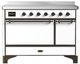 Ilve® Majestic III 48" White Pro Style Induction Range with Solid Door and Burnished Trim-0