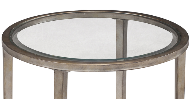 Magnussen Home® Copia Glass Top Oval End Table with Antiqued Tint Metal Base-3