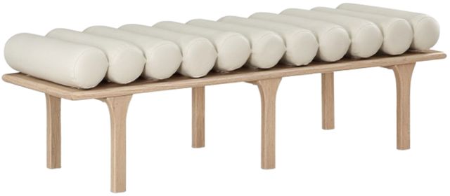 Meridian Furniture Landon Cream/Natural Vegan Leather Bench-0