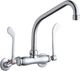 Elkay Chrome Foodservice 3-8" Adjustable Centers Wall Mount Faucet with 8" High Arc and Spout 6" Wristblade Handles-0