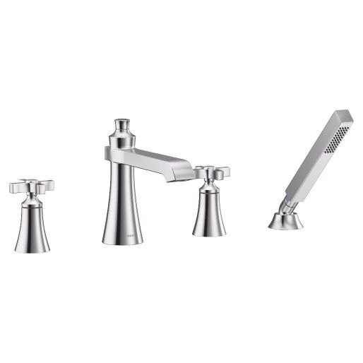 Moen® Flara Chrome Two-Handle High Arc Roman Tub Faucet-0