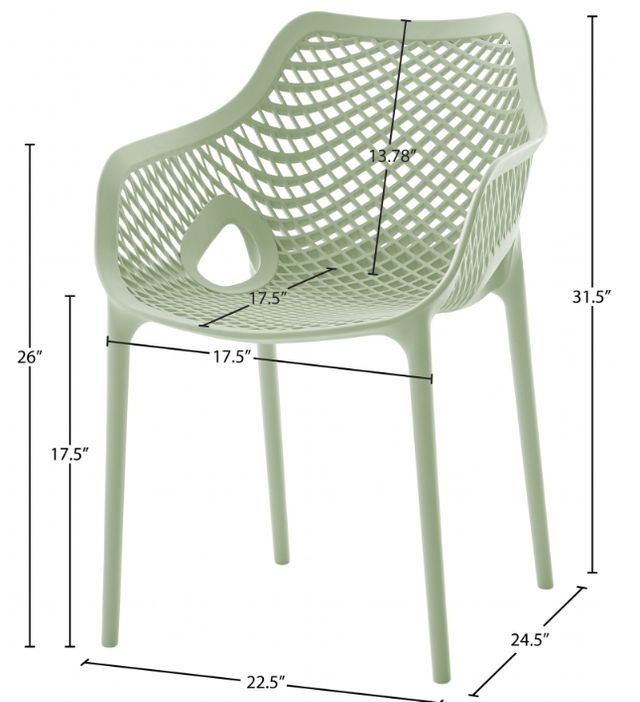Meridian Furniture Mykonos Mint Plastic Outdoor Patio Dining Chair-4
