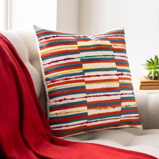 Surya Callie Bright Blue 20"x20" Toss Pillow with Down Insert-2