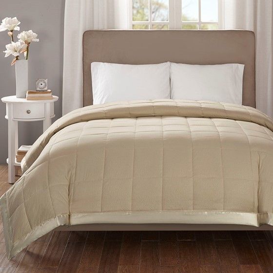 Olliix by Madison Park Taupe Premium Oversized Hypoallergenic Down Alternative Twin Cambria Blanket-1