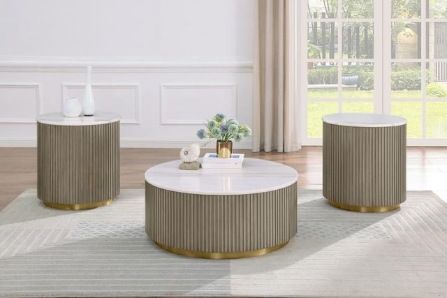 Coaster® Jason 3-Piece White Marble Coffee Table Set with Greige Base-1