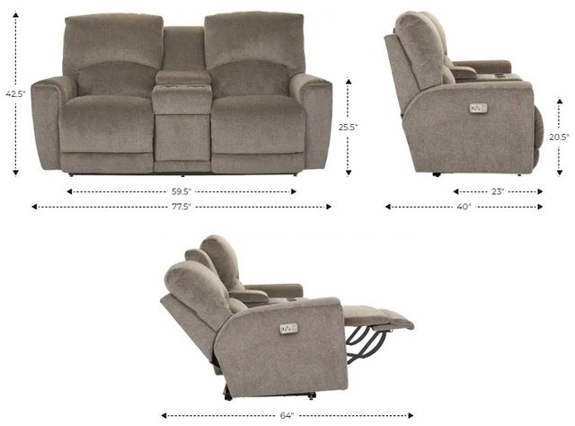 La-Z-Boy® Cassian Powder Power Reclining Loveseat with Console and Headrest-2