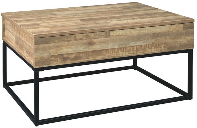Signature Design by Ashley® Gerdanet Natural Lift Top Coffee Table with Black Base