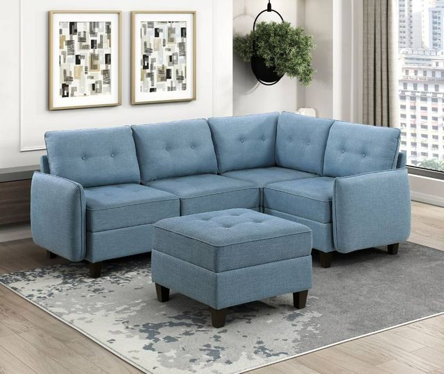 Homelegance® Garren Blue Storage Ottoman-1