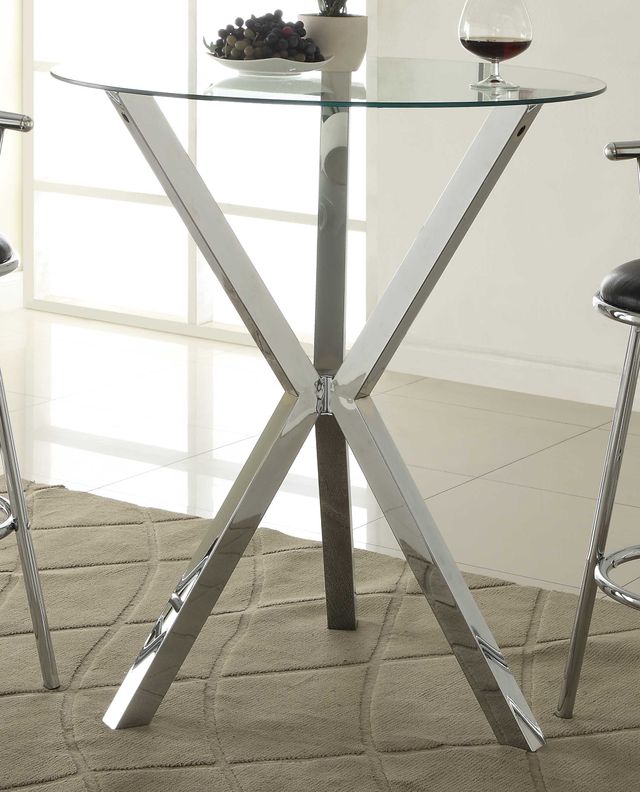 Coaster® Denali Glass Top Bar Table with Chrome Base-1