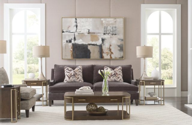 Hammary® Emerit Spice Rectangular Coffee Table with Champagne Frame-1