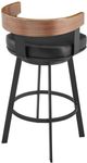 Armen Living Idris Vintage Black/Walnut Swivel Counter Stool-4