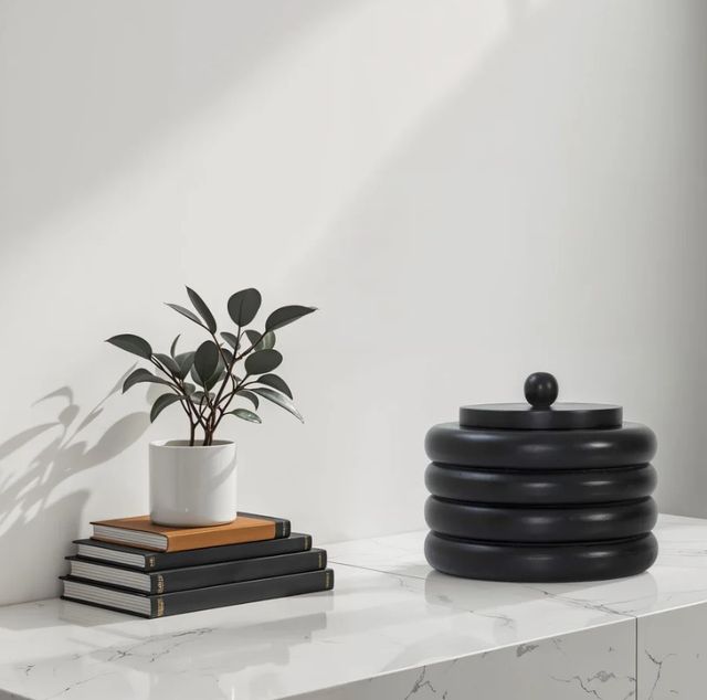 Renwil® Kara Sandblasted Black Decorative Jar-1