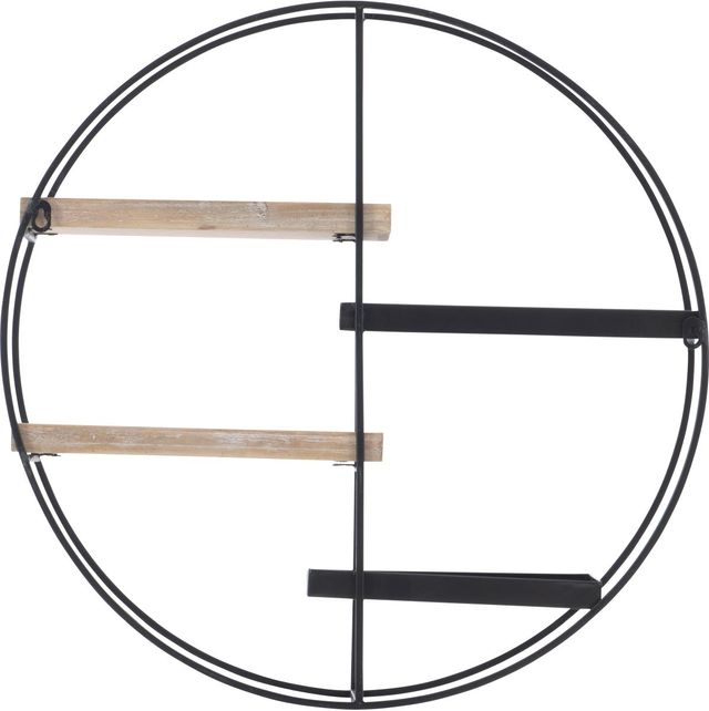 Linon Lindell Black/Grey Wash Wall Shelf-3