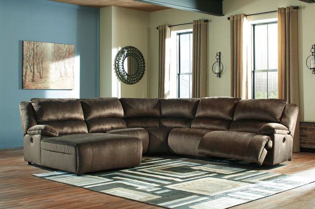 Signature Design by Ashley® Clonmel 5-Piece Chocolate Power Reclining Left-Arm Facing Sectional and Chaise-2