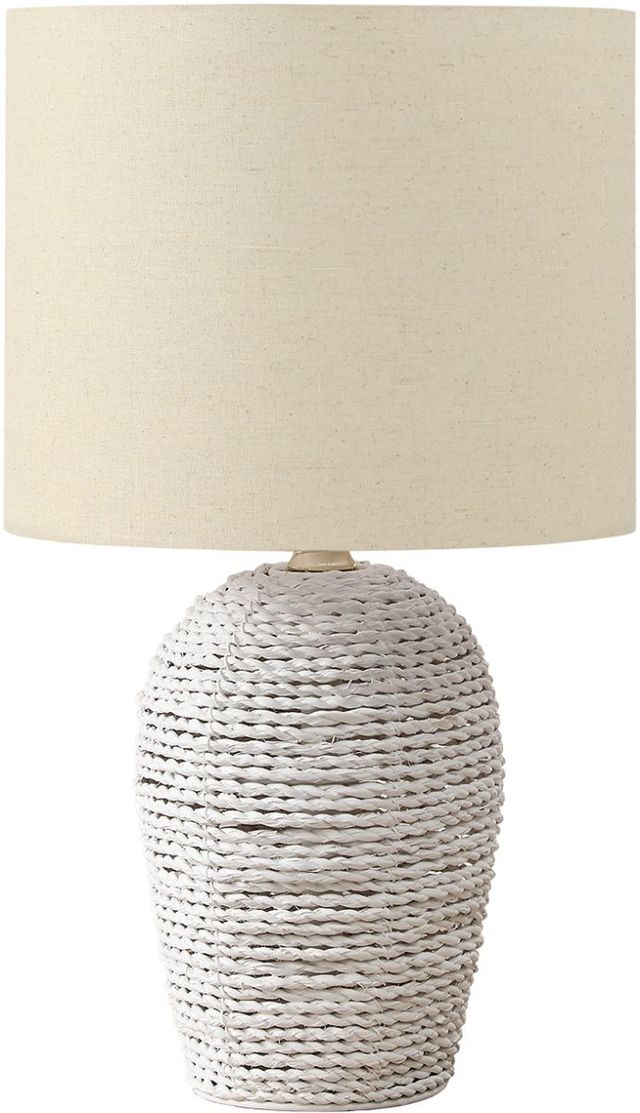 Monarch Specialties Inc. White Rattan/Ivory Shade Table Lamp -0