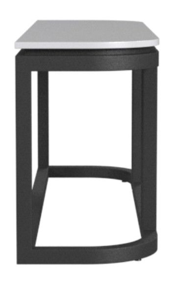 Sunset West Malibu White Sintered Stone Top Outdoor Console Table with Matte Coal Aluminum Base-2