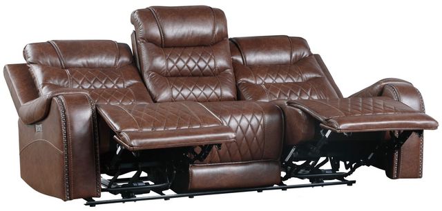 Homelegance® Putnam Brown Power Double Reclining Sofa with Center Drop-Down Cup Holders-3