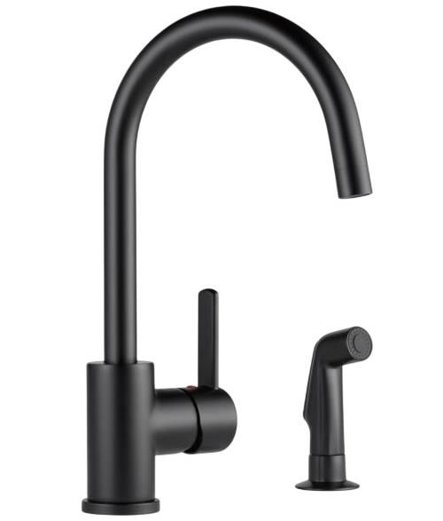 Peerless Precept® Matte Black Single Handle Kitchen Faucet with Spray-0