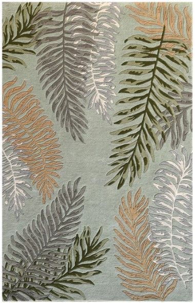 KAS Rugs Cove Seafoam Ferns 5'x8' Area Rug-0