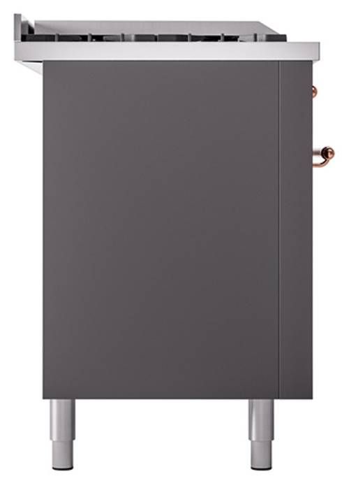 Ilve® Nostalgie II Noblesse 60'' Graphite Matte Pro Style Dual Fuel Range with Copper Trim-2