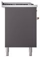 Ilve® Nostalgie II Noblesse 60'' Graphite Matte Pro Style Dual Fuel Range with Copper Trim-2