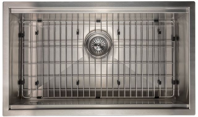 ZLINE Garmisch 30" Satin Stainless Steel Undermount Single Bowl Kitchen Sink with Bottom Grid and Accessories-3