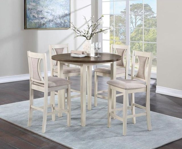 New Classic® Home Furnishings Hudson Brown/Creme 42" Round Counter Height Table Set-1