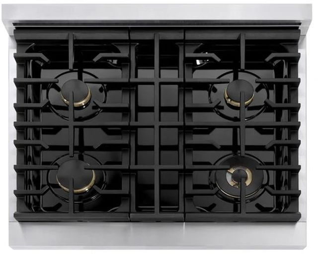 ZLINE Marino 30" Satin Stainless Steel Pro Style Gas Range with 4 Brass Burner-4