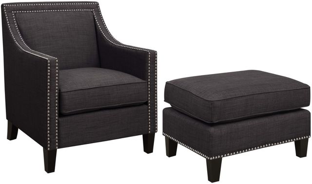 Elements International Erica Charcoal Chair and Ottoman Set-0