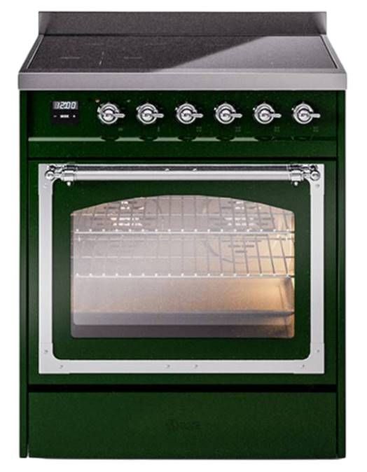 Ilve® Nostalgie II Noblesse 30'' Emerald Green Pro Style Induction Range with Chrome Trim-0