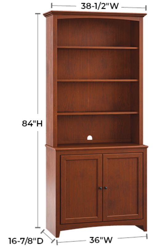 Whittier Wood® Furniture Customizable McKenzie 36" Wide Alder Cabinet and Hutch-1