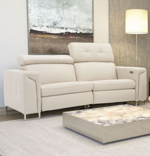 Fornirama 3333 Off-White Power Reclining Condo Sofa with Adjustable Headrest-1