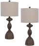 Cal® Lighting & Accessories Nampa 2-Piece Distressed wood/White Table Lamp Set-0