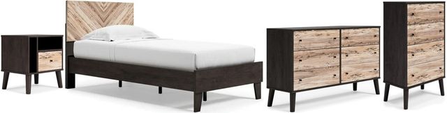 Signature Design by Ashley® Piperton 4-Piece Two-Tone Black/Brown Twin Panel Platform Bed Set-0