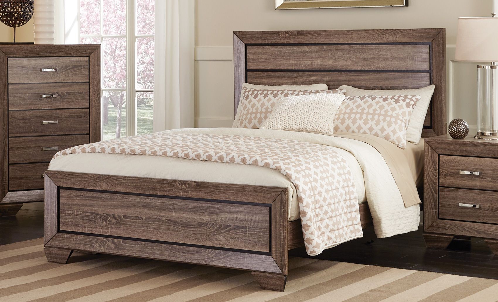 Coaster Kauffman 4-Piece Washed Taupe California King Bedroom Set - Thumbnail 2
