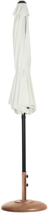 Meridian Furniture Fiji Matte Black/Teak/White Aluminum Outdoor Patio Umbrella and Round Base-1
