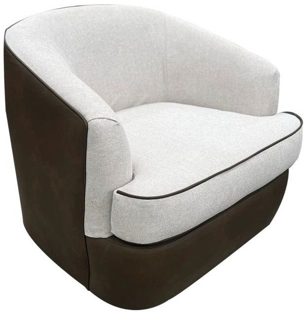 International Furniture Direct Tumbi Brown/Ivory Swivel Accent Chair-0