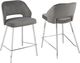 Brassex Inc. Ella 2-Piece Chrome/Grey Counter Stool Set-2