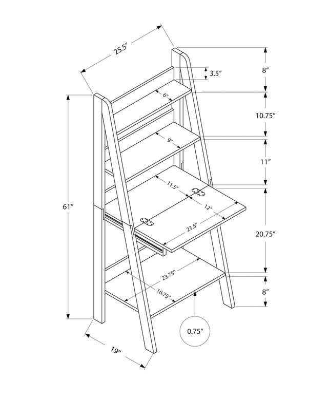 Monarch Specialties Inc. 61"H Espresso Ladder Style Computer Desk-2