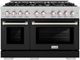 ZLINE Select 48" Satin Stainless Steel Convection Pro Style Gas Range with Black Matte Door-0