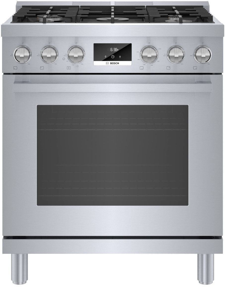 Bosch® 800 Series 30" Stainless Steel Freestanding Dual Fuel Range