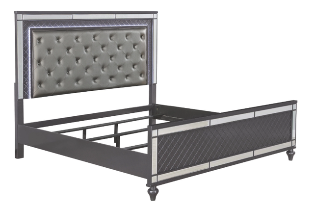 Crown Mark Refino Gray Queen Upholstered Panel Bed-1