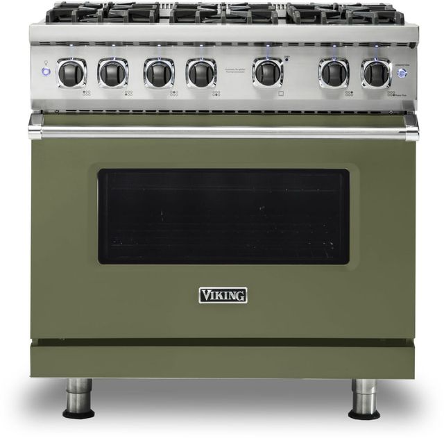 Viking® 5 Series 36" Cypress Green Pro Style Liquid Propane Range-0