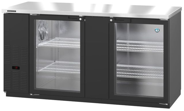 Hoshizaki Back Bar 70" 21.8 Cu. Ft. Black Vinyl Two Section Refrigerator with Glass Doors-1