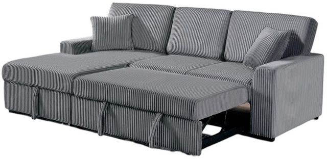 Milton Greens Stars 2-Piece Dark Gray Left Hand Facing Pull Out Bed Sectional and Storage Chaise-0