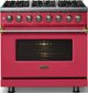 Viking® 5 Series 36" Valentine Pro Style Dual Fuel (NG) Range with Brushed Brass Trim-2
