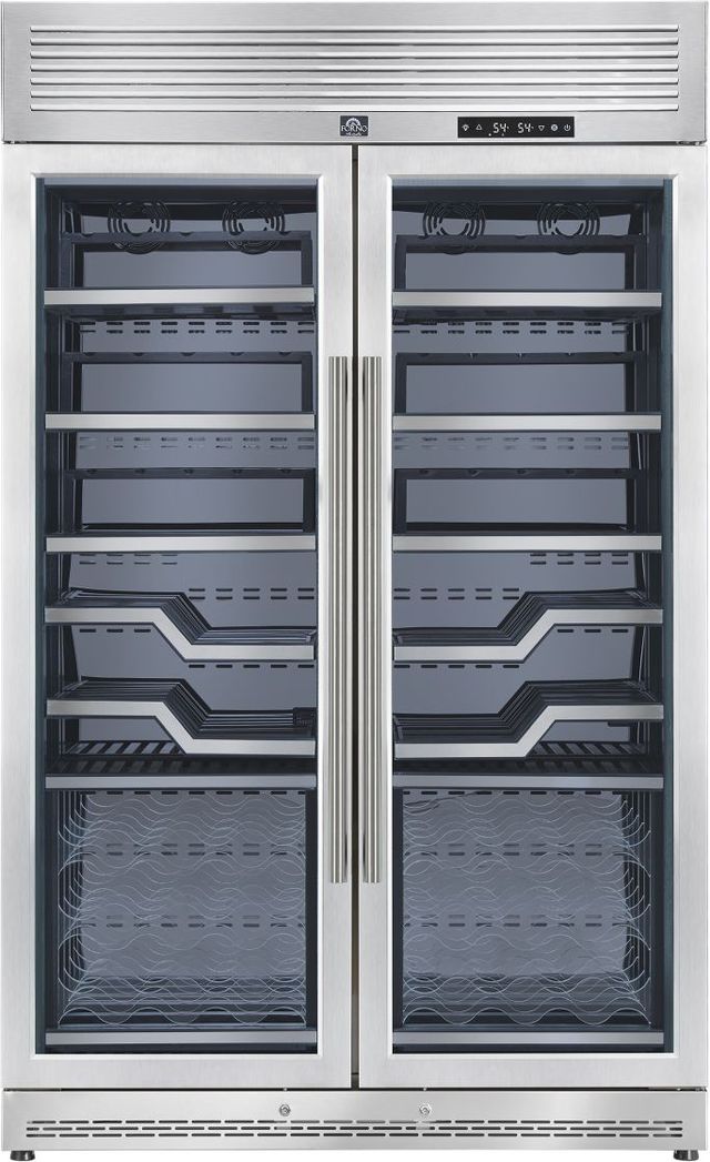 FORNO® Bacco Series Alta Qualita 48" 24 Cu. Ft. Stainless Steel Dual Zone Wine Cooler with -0