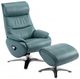 BarcaLounger© Adler Capri Blue Pedestal Recliner and Ottoman-2