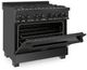 ZLINE 36" Black Stainless Steel Pro Style Dual Fuel Range-4